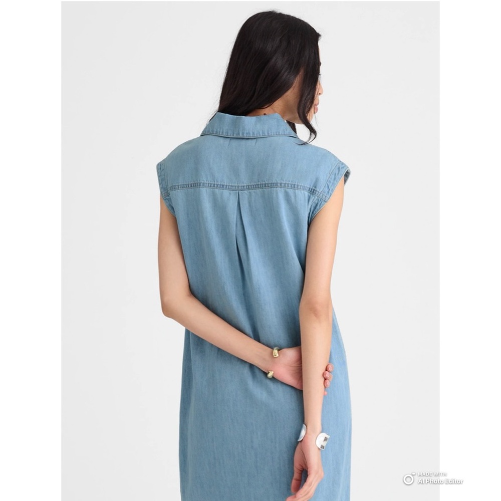 Madewell Denim Tunic Dress in Kelleyville Wash Size Medium NWT Blue Jean Dress - Picture 7 of 17